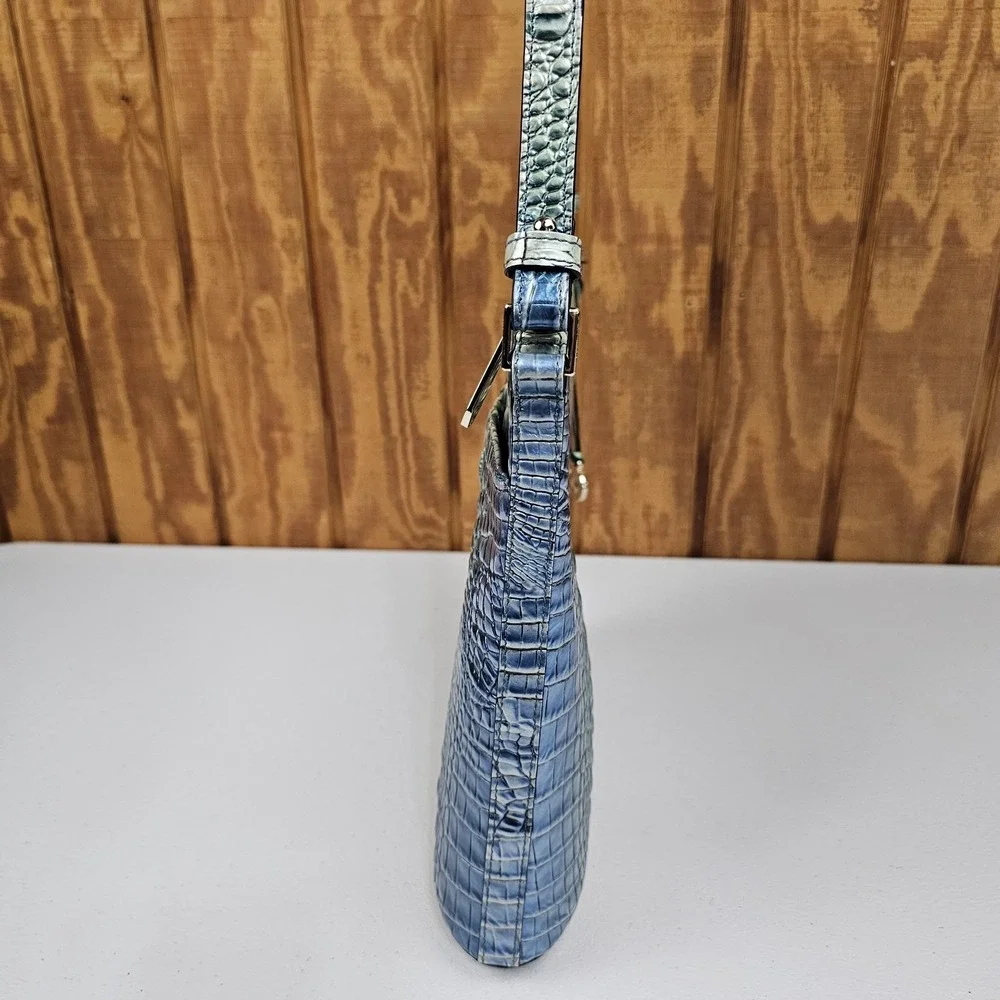 Brahmin Katie Arctic Blue Ombre Croc Melbourne Crossbody Bag Purse w/ Dustbag